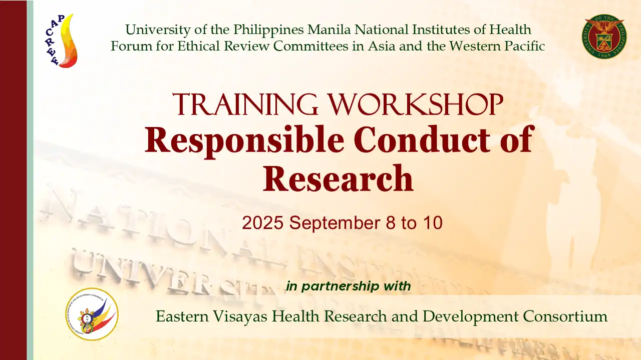 UPM-NIH, FERCAP, and EVHRDC Kick Off Training Workshop on Responsible Conduct of Research Image 1